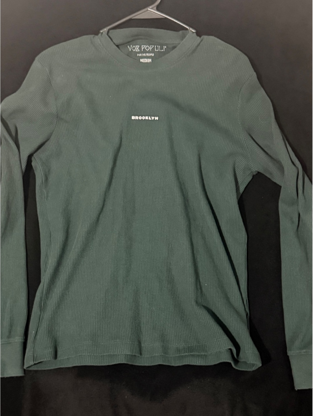 Vox Populi For The People Medium Long Sleeve Shirt in Green with Brooklyn Print